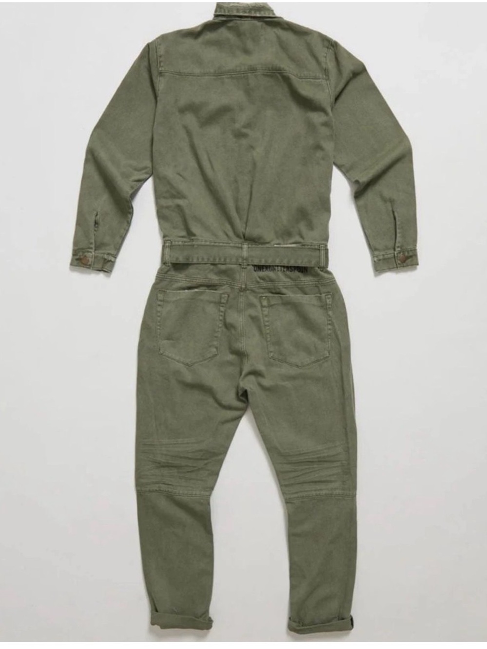 One Teaspoon Sz S Super Khaki Utility Belted Jumpsuit 100% Cotton - Picture 5 of 9
